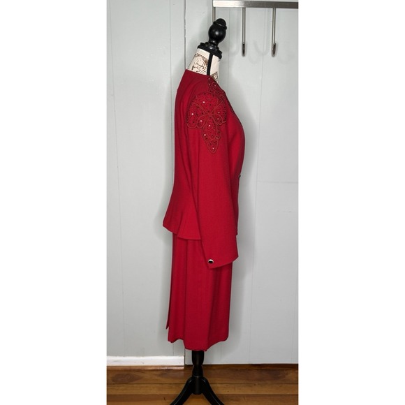 Nolan Miller Vintage Wool Bead Sequin 3-piece Skirt Suit SET matador size 10 - Picture 4 of 16